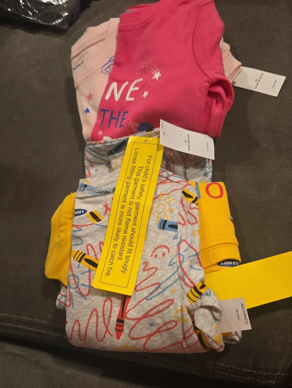 Old Navy Kids Pajama Set - Pink, Yellow, Gray